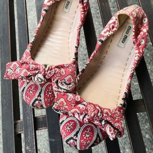 Miu miu floral red flat shoes